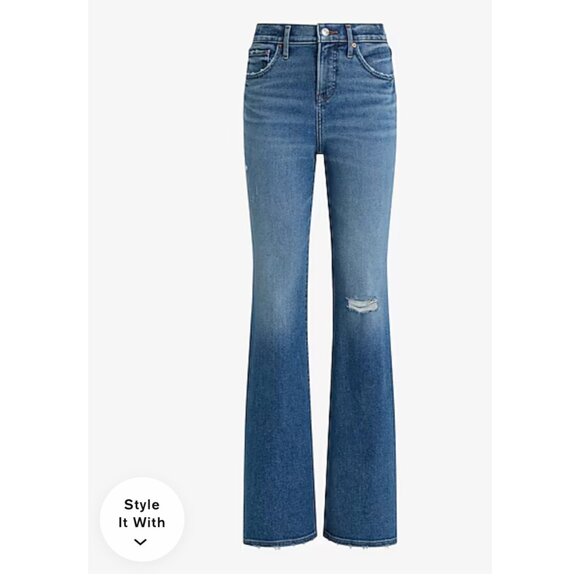 Express High Waisted Hyper Sculpt '70s Flare Jeans 10R - Picture 3 of 8